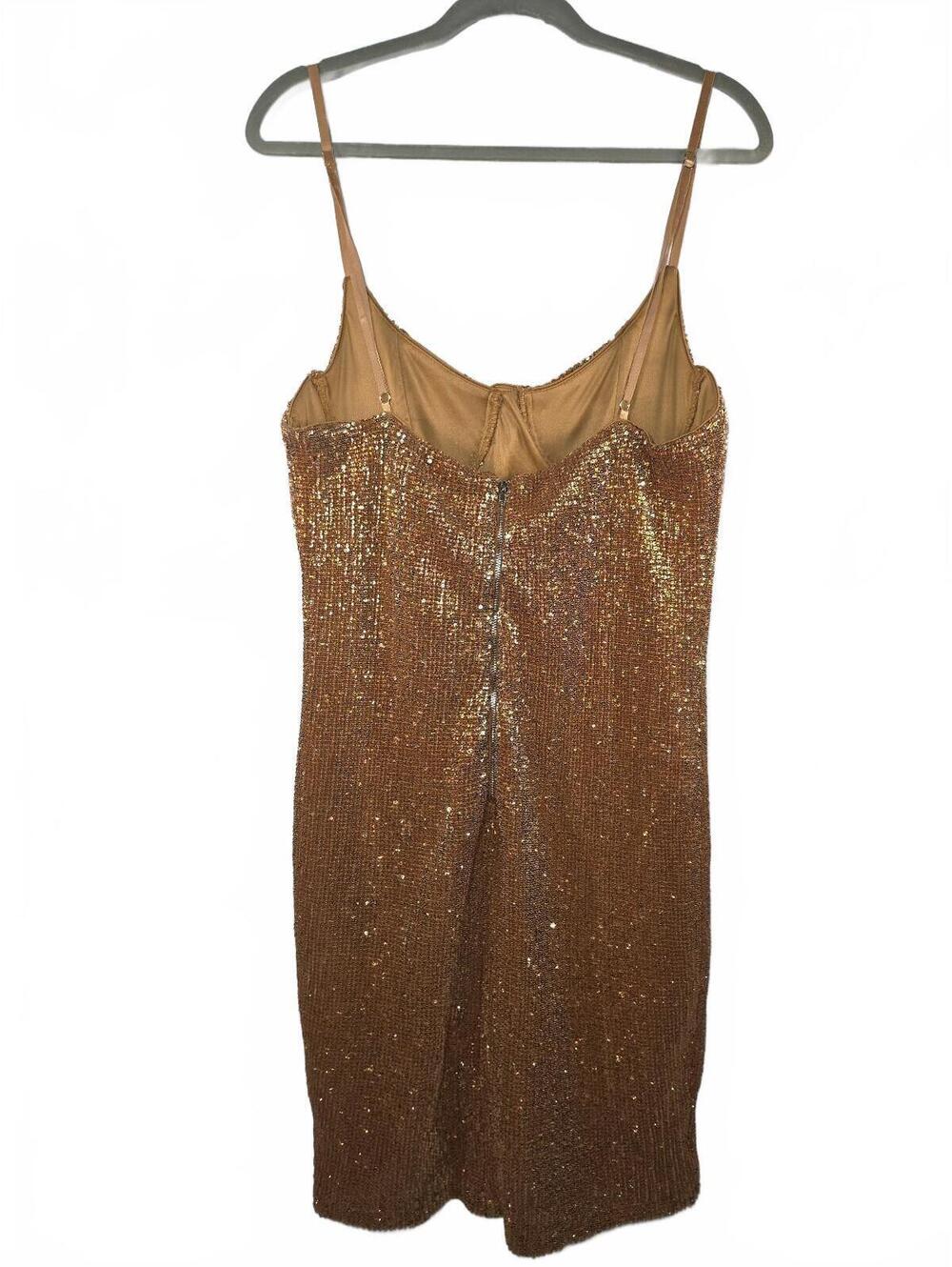 Fashion Nova Copper Gold Sequin Mini Dress XL – Sparkle Party Club Dress - Picture 2 of 14